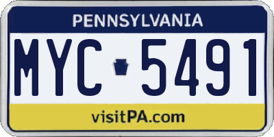 PA license plate MYC5491