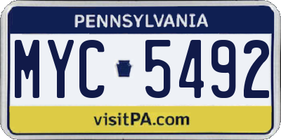 PA license plate MYC5492