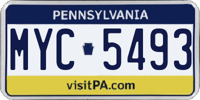 PA license plate MYC5493