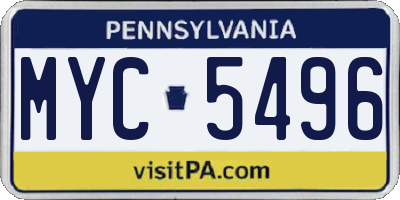 PA license plate MYC5496