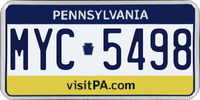 PA license plate MYC5498