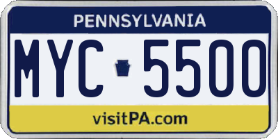 PA license plate MYC5500
