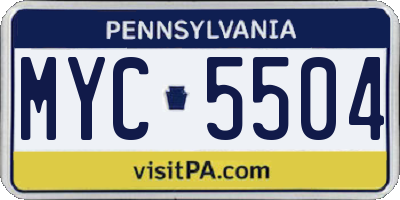 PA license plate MYC5504