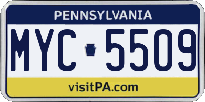 PA license plate MYC5509