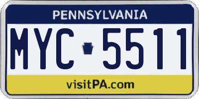 PA license plate MYC5511