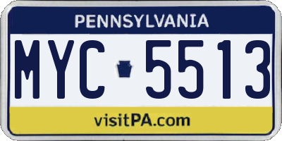 PA license plate MYC5513