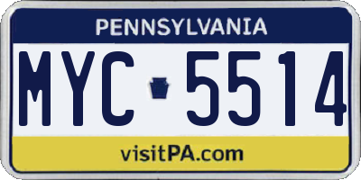 PA license plate MYC5514
