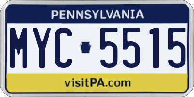 PA license plate MYC5515