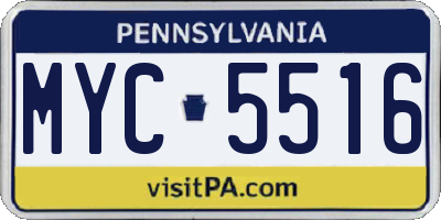 PA license plate MYC5516