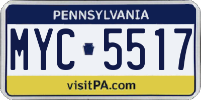 PA license plate MYC5517
