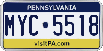 PA license plate MYC5518