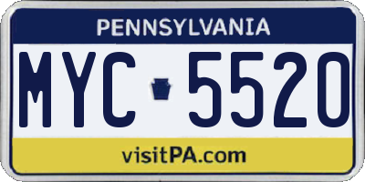 PA license plate MYC5520