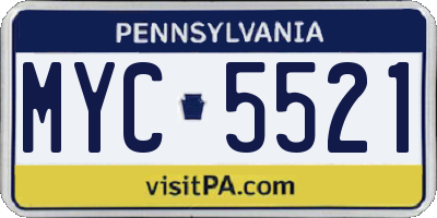 PA license plate MYC5521