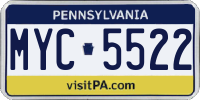 PA license plate MYC5522