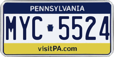 PA license plate MYC5524