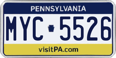 PA license plate MYC5526