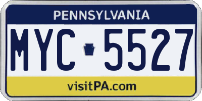 PA license plate MYC5527