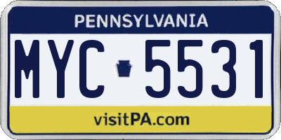 PA license plate MYC5531