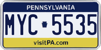 PA license plate MYC5535