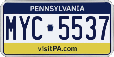 PA license plate MYC5537