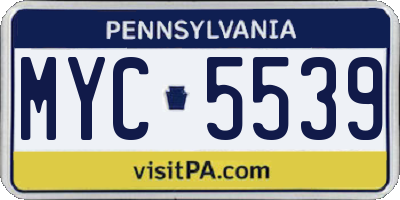PA license plate MYC5539