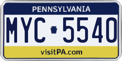 PA license plate MYC5540