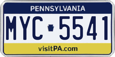 PA license plate MYC5541