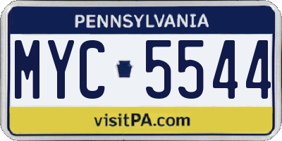 PA license plate MYC5544