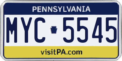 PA license plate MYC5545