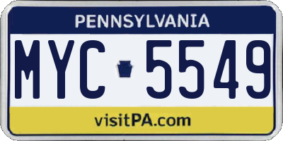 PA license plate MYC5549
