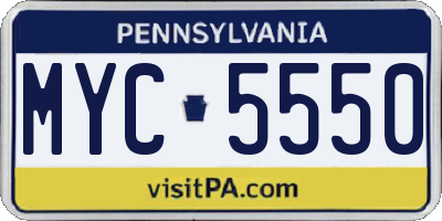 PA license plate MYC5550