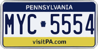 PA license plate MYC5554
