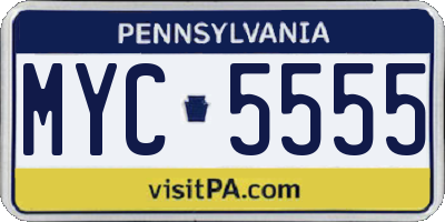 PA license plate MYC5555