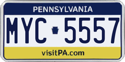 PA license plate MYC5557