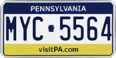 PA license plate MYC5564