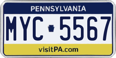 PA license plate MYC5567