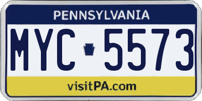 PA license plate MYC5573