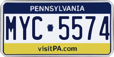 PA license plate MYC5574