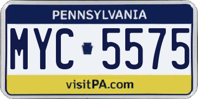 PA license plate MYC5575