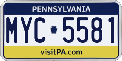PA license plate MYC5581