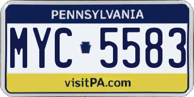 PA license plate MYC5583
