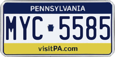 PA license plate MYC5585