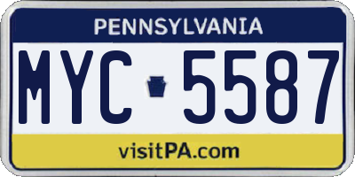 PA license plate MYC5587