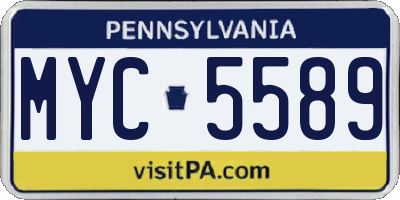 PA license plate MYC5589