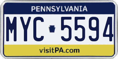 PA license plate MYC5594