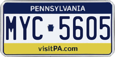 PA license plate MYC5605