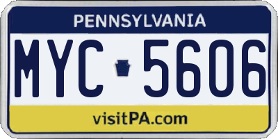 PA license plate MYC5606
