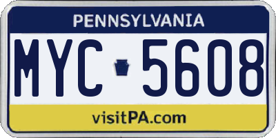 PA license plate MYC5608