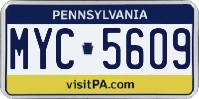 PA license plate MYC5609