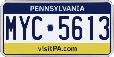 PA license plate MYC5613